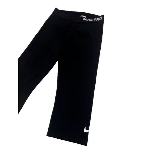 Nike Pro Women's Black Pull On Running Capri Cropped Leggings Size Medium - Picture 4 of 9